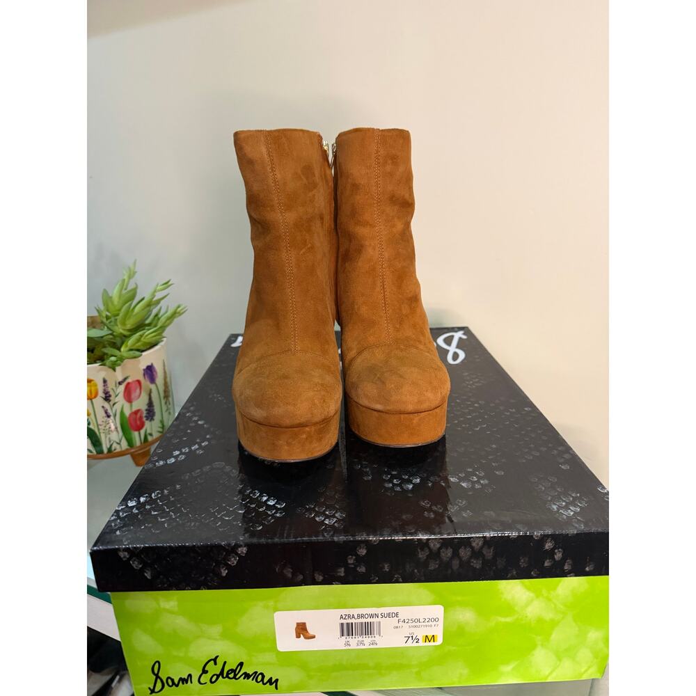 ✨ Sam Edelman Azra Brown Suede Ankle Boots – Size 7.5 ✨ - Picture 2 of 9